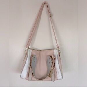 Cesca Elegant Pink and White Women's Handbag with gold accents 8x10”